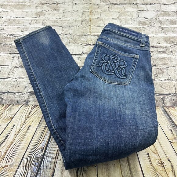 Rock & Republic Jeans Womens 10 Blue Berlin Mid-rise Straight Slim Stretch Denim - Picture 9 of 13